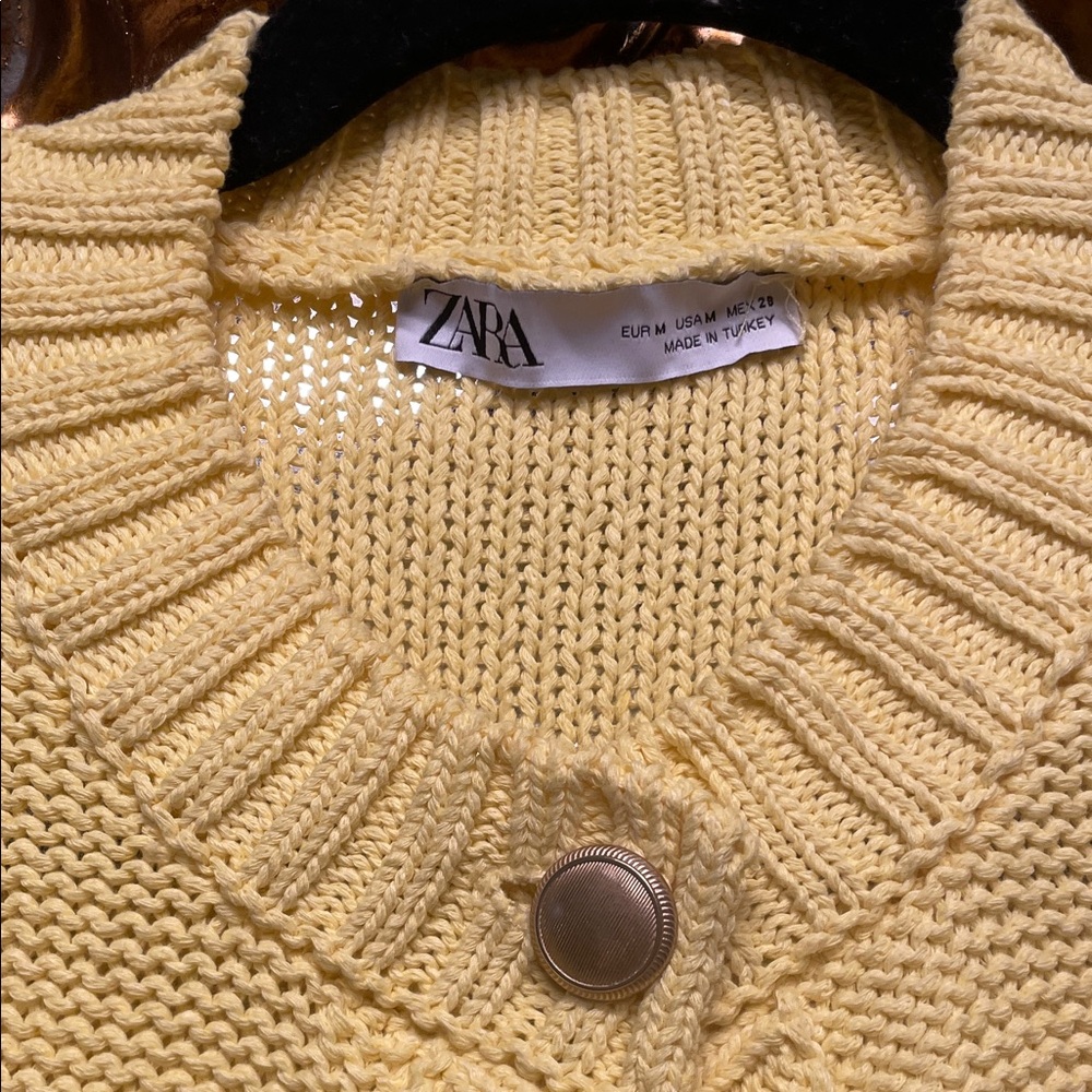 Mango Yellow Knit Button-Front Sweater Jacket - Picture 3 of 3